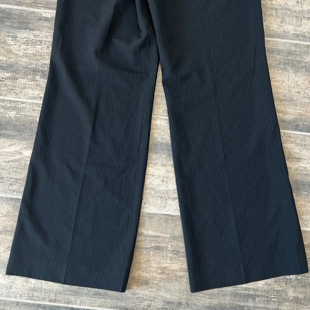 The Limited Dress Pants Womens 6 Black Pinstripe Cassidy Fit Wool Blend Wide Leg